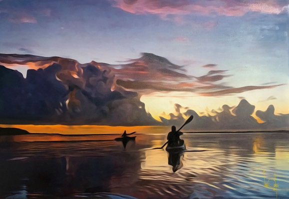 Sorry, a visual representation of Lee Colpi's work entitled, Sunset Kayaking on Lake Gilbert failed to load.  Please try again later or contact Lee Colpi for more information about this work.